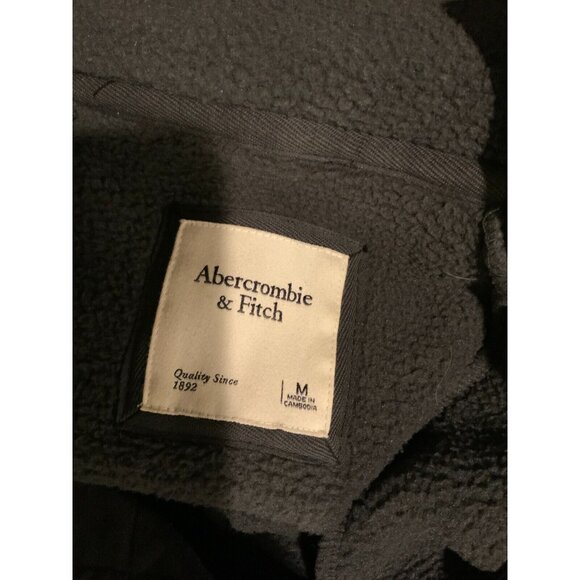 Abercrombie & Fitch Asymmetrical Button Black Fleece W/ Quilted Front, Size M - Picture 6 of 6